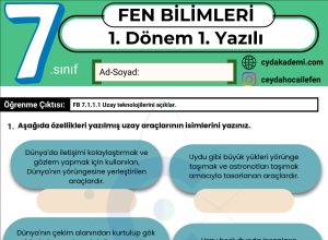 7.Sınıf Fen Bilimleri 1. Dönem 1. Yazılıya Hazırlık: Çıkması Muhtemel Sorular (PDF)