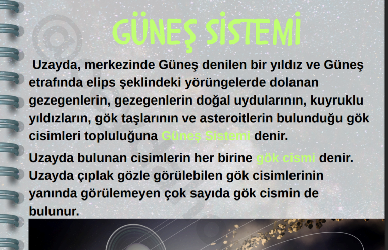6.Sınıf 1.Ünite – Güneş Sistemi ve Tutulmalar Konu Anlatımı – (PDF)