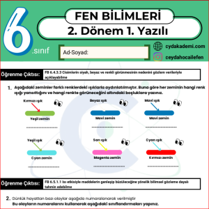 6. Sınıf Fen Bilimleri 2. Dönem 1. Yazılı Hazırlık PDF (Ücretsiz & Güncel)